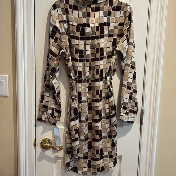 Geometric Patterned Shirt Dress L - Picture 5 of 7